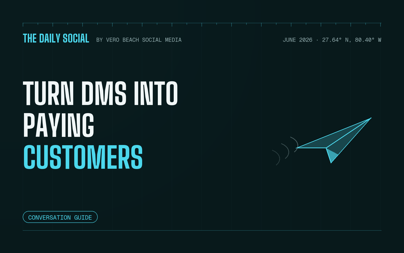 The Daily Social cover: turning DMs into paying customers, with a paper plane