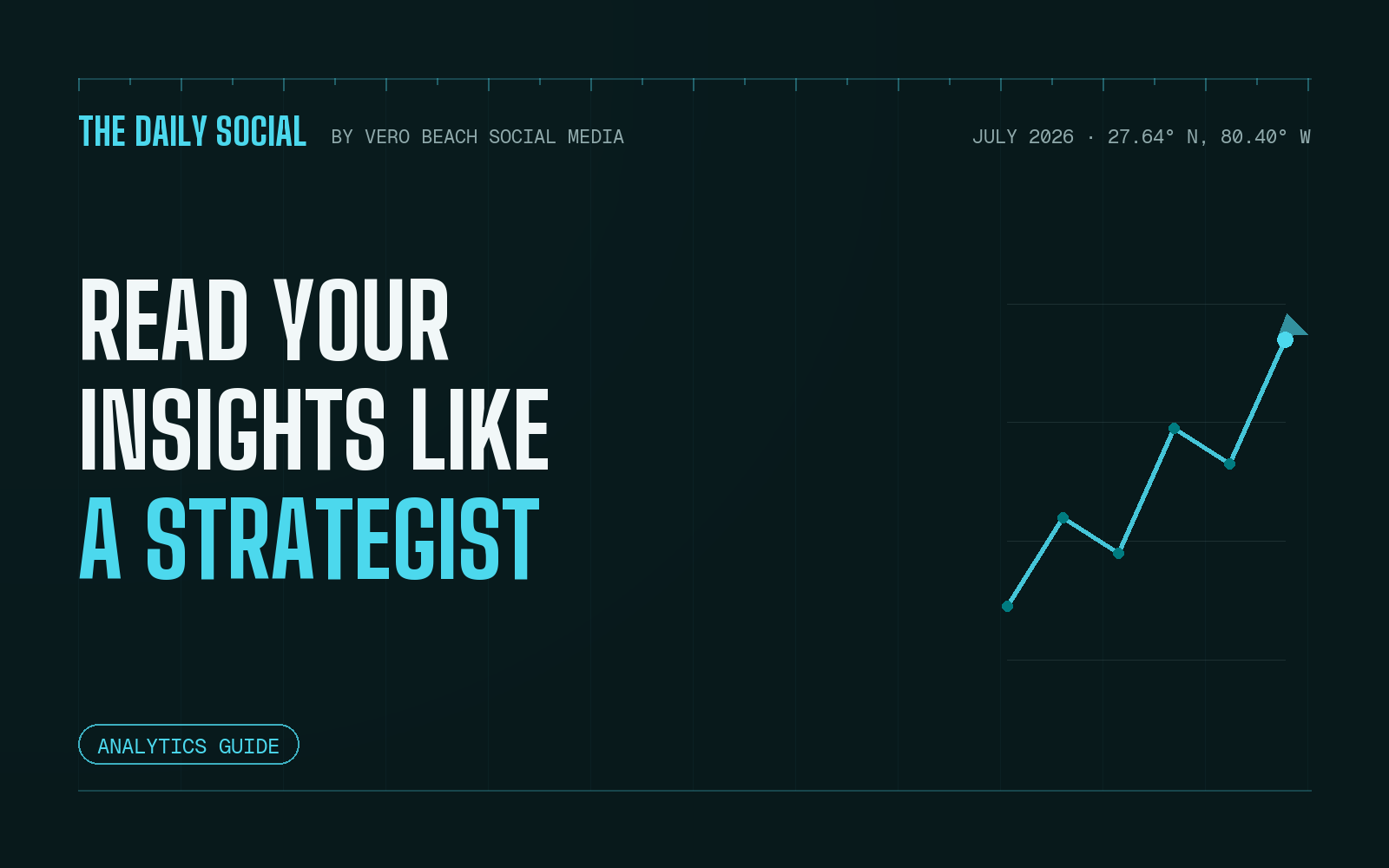 The Daily Social cover: reading your insights like a strategist, with a rising analytics chart