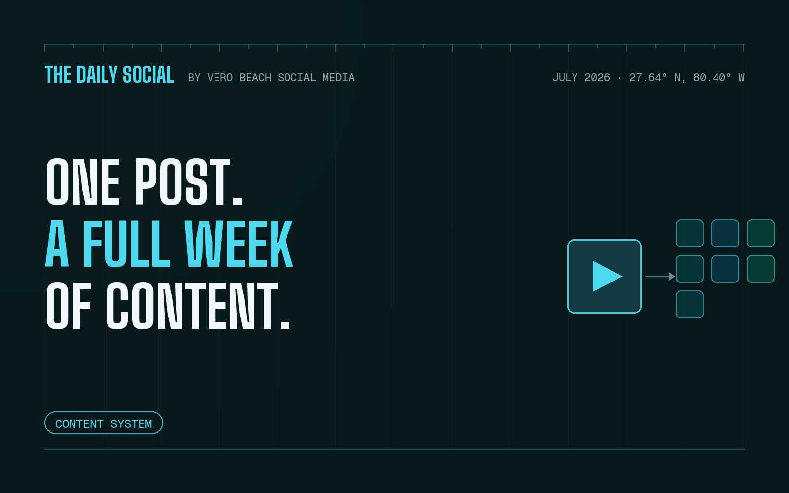 The Daily Social cover: one post becoming a full week of content, with a content multiplication diagram